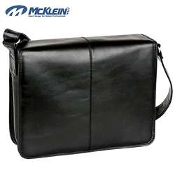 McKlein Sheffield Black Leather Laptop Messenger Bag  