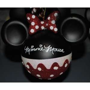 Disney Minnie Mouse Mickey Ear Christmas Glass Ornament  