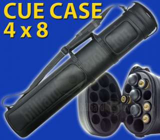 4x8 Black Hard Tube Pool Cue Case w/2 Accessory Pockets  