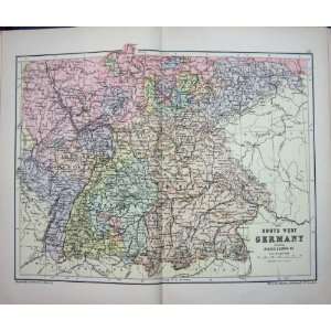  Colour Map C1882 Germany Alsace Lorraine Bavaria
