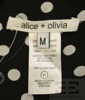 Alice & Olivia Black & White Polka Dot Silk Halter Dress Size Medium 