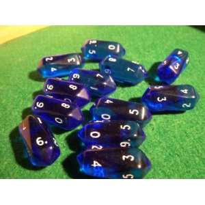   Cheap Transparent Crystal Shaped Blue 10 Sided D10 Dice Toys & Games