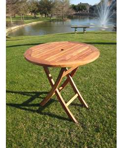 Outdoor Round 28 inch Folding Table with Umbrella Hole  