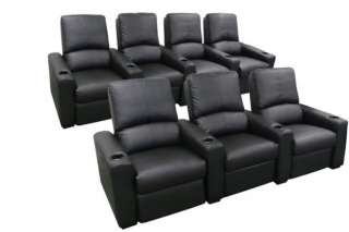 EROS Home Theater Seating 7 Black Seats Recliner Chairs  