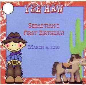 Personalized Cowboy Party Favor Tags~Horse~Western  