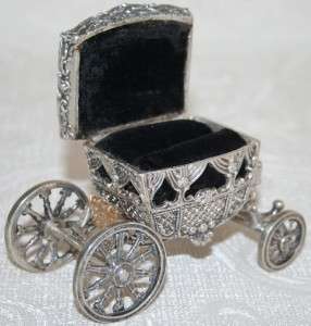 RARE~Antique SOLID STERLING 925~14K GOLD Fairy Tale Carriage Coach 