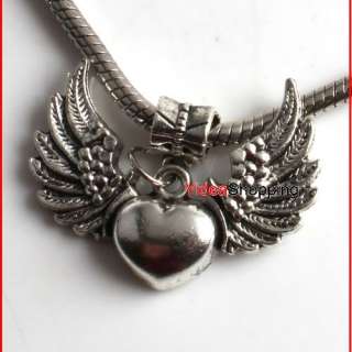 Bulk 20x Tibetan Silver Heart Wings Pendant Beads P1536  