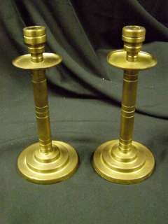 Vintage Pair Solid Brass Candle Sticks Straight Design  
