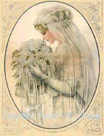 This beautiful Victorian Bride is from a vintage postcard. The 
