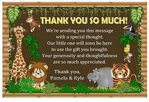 JUNGLE BABY SHOWER THANK YOU CARDS  