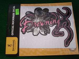 Browning 6 Buckmark&Daisy Blk/Pink Decal BRAND NEW  