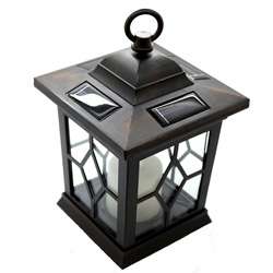 Brown Hanging Solar Candle Lantern Post Lights (Pack of 2)   