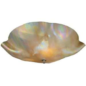  16W Organic Art Glass Beige Iridescent Flushmount