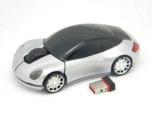 Car Shape USB 2.4G 1600dpi 3D Optical Wireless Mouse Mice Silver Color 