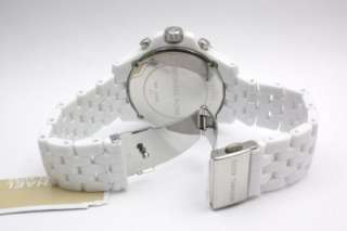 New Michael Kors Women Midsize Chronograph White Crystal Pearl Watch 