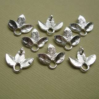 Small Leaf Branch Connector Charm White Gold Plated   10pcs.  