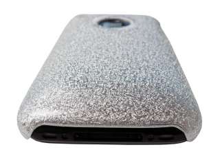 White Silver Glitter Shell Cover Case for iPhone 3G S  