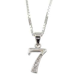 Sterling Silver Cubic Zirconia Number 7 Necklace  