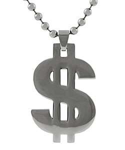 Stainless Steel Polished Dollar Sign Necklace  