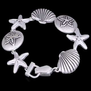 Tibet silver unique design sea star shell bead bracelet  