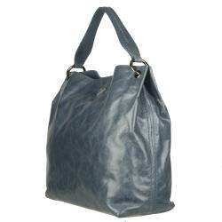 Prada Vitello Shine Blue Leather Hobo Bag  