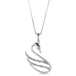 Sterling Silver Diamond Swan Necklace  