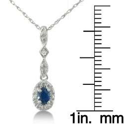 10k White Gold Blue Sapphire and Diamond Necklace  