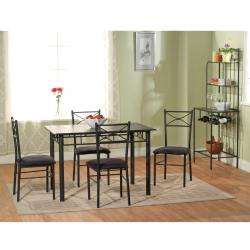 Valencia 6 piece Metal Dining Set with Bakers Rack  