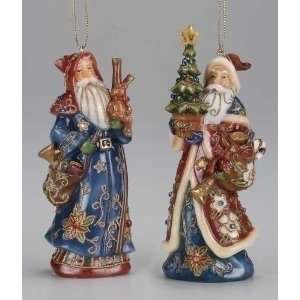  Set Of 12 Cloisonne Santa Claus Christmas Ornaments 5 
