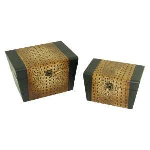 Keystone Leather Jewelry Box with Tapered Design   Set of 2  
