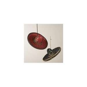   Red and Black Mexican Sombrero Hat Glittered Christmas