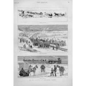    Ice Railway Montreal Canada 1880 Antique Print