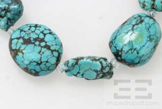 Designer Large Turquoise Stone & Crystal Necklace  