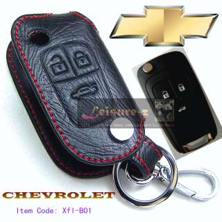   Car Key Case Leather Holder Cover Fob Remote Chevy Cruze  