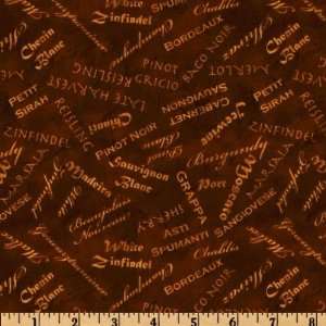  44 Wide Vintage Text Tan/Chocolate Fabric By The Yard 