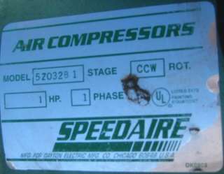 Speedaire 5Z032B1 Compressor 1 hp Oilless Series 1hp  