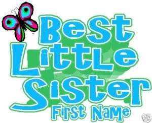 BUTTERFLY BEST LITTLE SISTER T SHIRT DESIGN DECAL NEW  