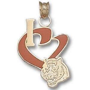  Gold I Heart Bengal Head 3/4 Enamel Pendant