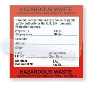 Hazardous Chemicals Self Laminating Tag, 4 x 4