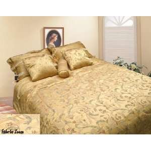  7pcs King Gold Jacquard Comforter Bed in a Bag Set