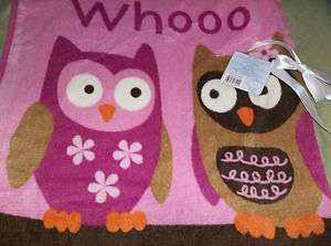 Girls Owl Fleece Baby Blanket Pink & Brown Soft 30 x 40 NOJO Who 