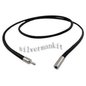 Men Black Real Leather Stainless Steel Necklace 26  