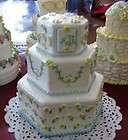 NIB Flowers octagon Shape 3 tier wedding bridal cake candleELEGANT 