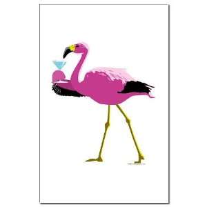  Pink Flamingo Drinking Martin Retro Mini Poster Print by 