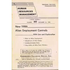    New 1986 Alien Employment Controls Commerce Clearing House Books