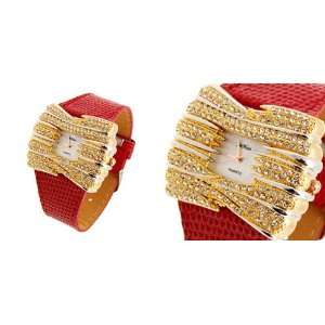   Ladies Leather Dress Watch Red Band 