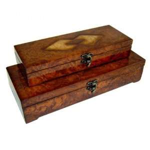  Set of 2 Wooden Storage Boxes (Brown Tones) (See 