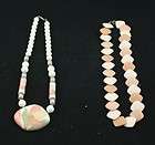   of 2 Vintage Chunky Bead Tan Peach Off White Necklaces Pendants GD22