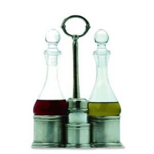   Italian Pewter Oil and Vinegar Salt and Pepper Caddy