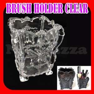 Clear Make Up Tools Comb Brush Table Stand Case Holder Beauty Vintage 